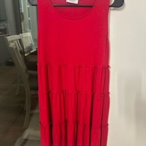 Zenana Outfitters Crimson Red layered Dress Sz Large $12